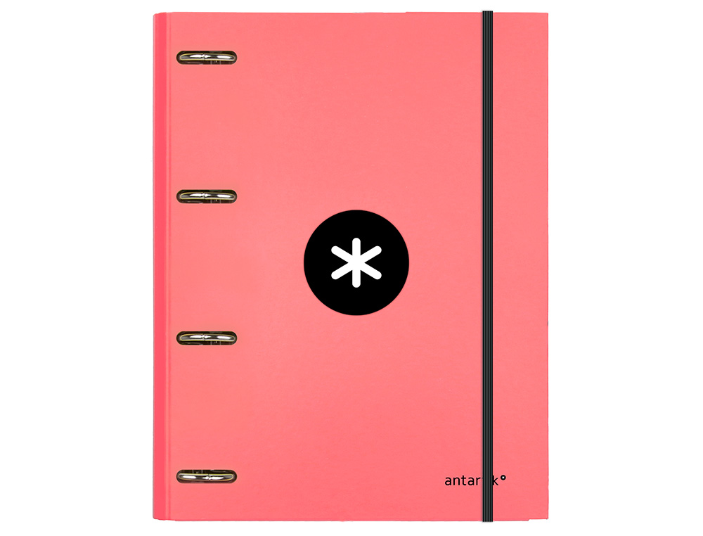 CARPETA CON RECAMBIO ANTARTIK A4 CUADRO 5MM FORRADA 4 ANILLAS 25MM REDONDAS COLOR CORAL