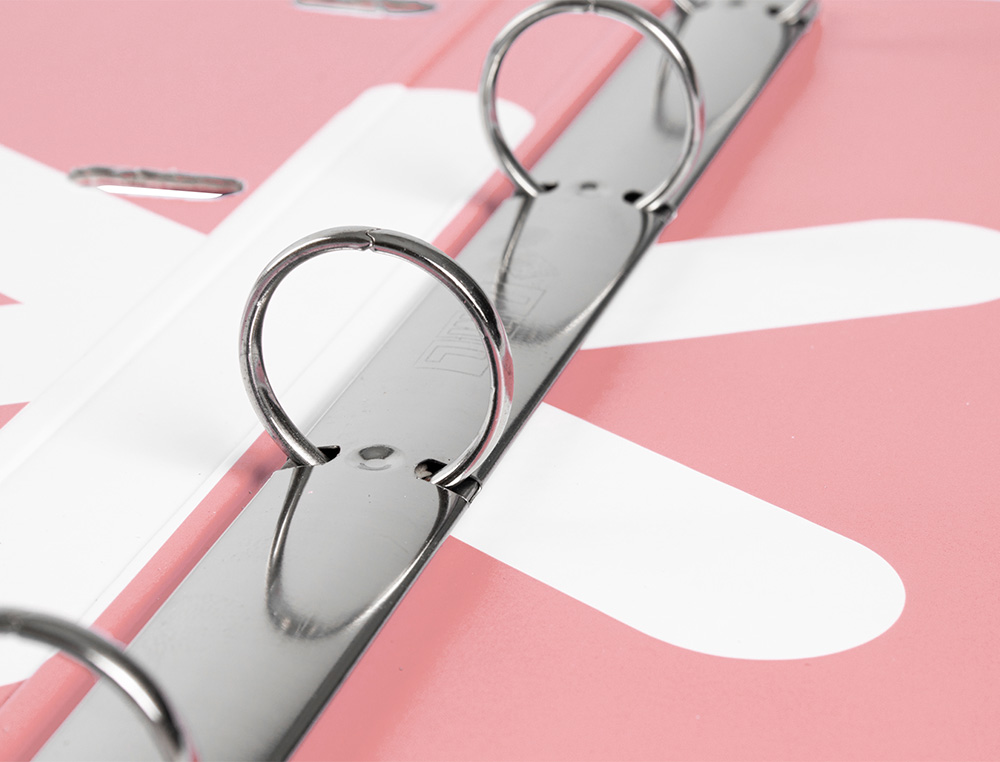 CARPETA CON RECAMBIO ANTARTIK A4 CUADRO 5MM FORRADA 4 ANILLAS 25MM REDONDAS COLOR CORAL