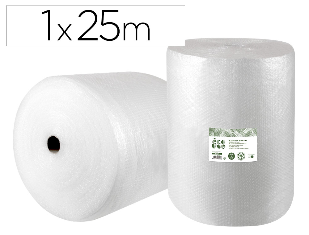 PLASTICO BURBUJA LIDERPAPEL ECOUSE 1X25M 30% DE PLASTICO RECICLADO