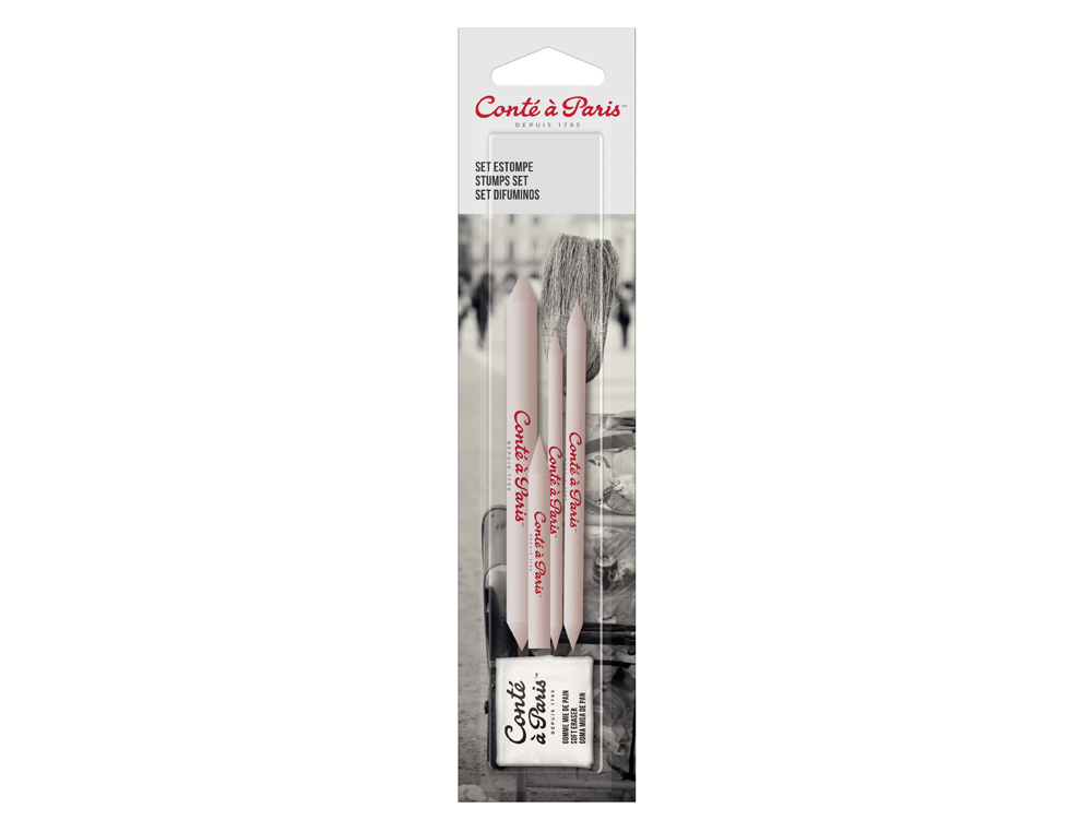 DIFUMINO CONTE SET DE 3 UNIDADES SURTIDAS + GOMA DE BORRAR